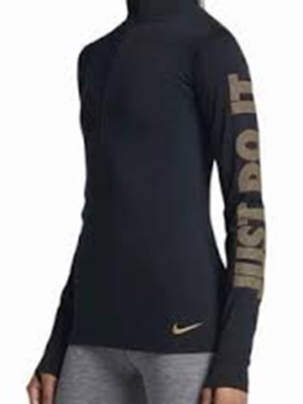 EUC Nike Women’s Pro L/S Black/Gold Half-Zip Pullover Running Top--Sz XS